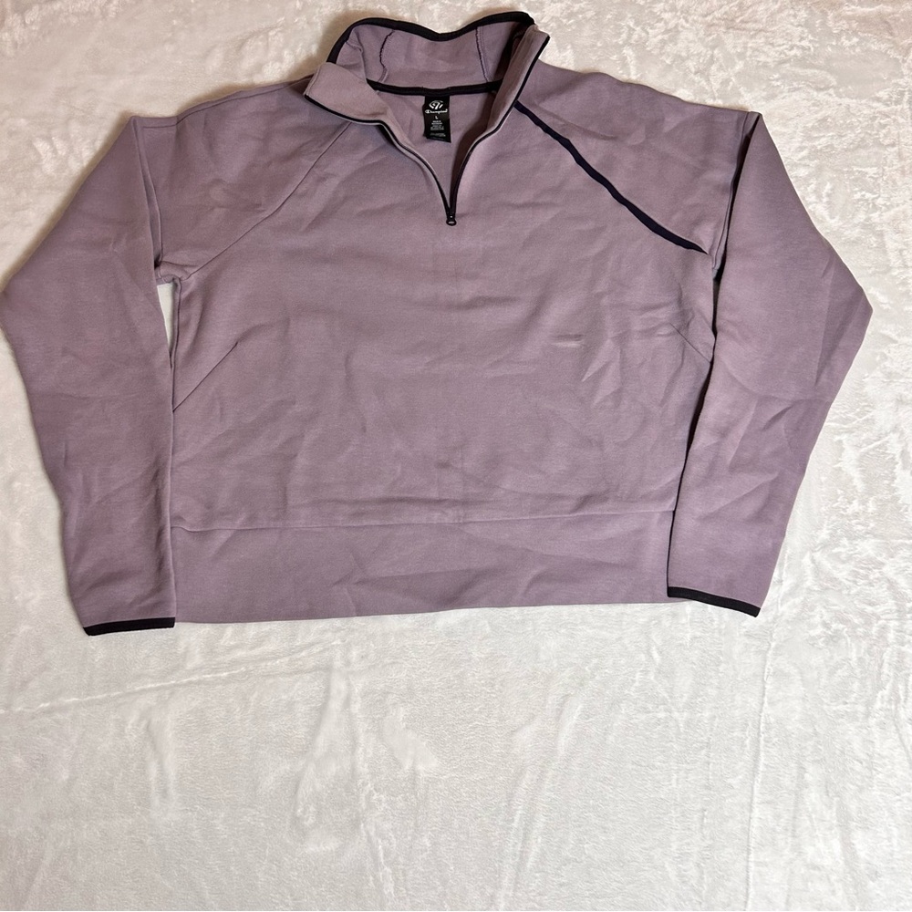 Champion Womens L Pullover Long Sleeve Quarter Zip Athletic Sweatshirt Lilac